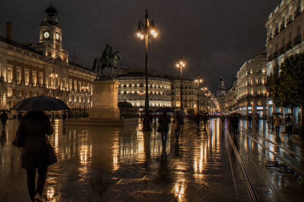 The equestrian statue and square of Puerta del Sol at the start of the walking tour route